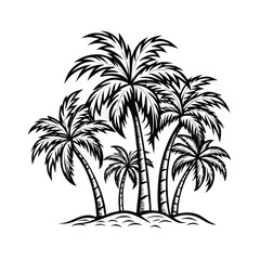 Silhouette of beach Palm Trees vector
