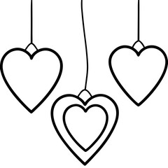 Simple Hanging Hearts Outline