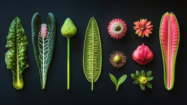 Educational botanical studio high-resolution comparison of monocots and dicots with aesthetic visuals
