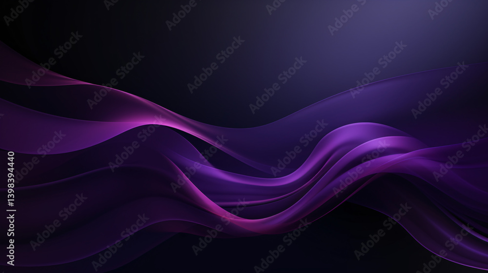 Poster Purple and black tech abstract gradient background with flowing curve shapes, dark backdrop for display banner.

