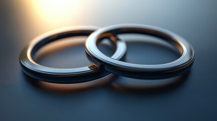 Elegant Metallic Wedding Rings on a Smooth Dark Surface