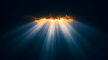 Obraz premium Dramatic Golden Light Beams Through Dark Clouds
