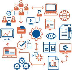 workflow icons design white bedground