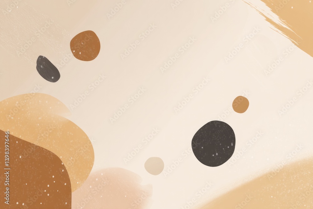 Poster minimalistic illustration with abstract random shapes in varying styles on neutral background