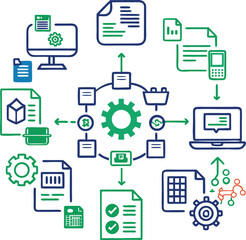 workflow icons design white bedground