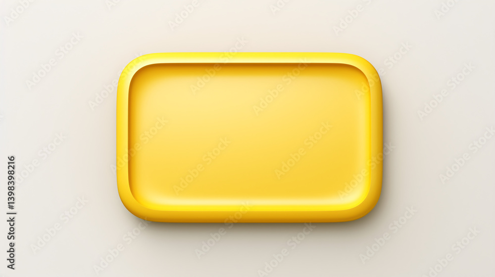 Poster a 3d-rendered rounded yellow rectangle icon against a white background, perfect for display, brandin