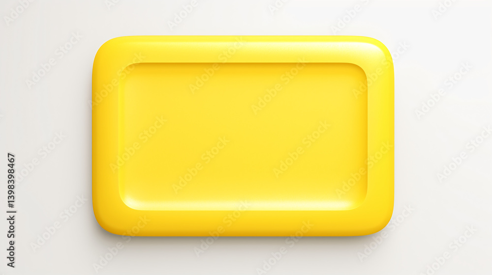 Aufkleber a 3d-rendered rounded yellow rectangle icon against a white background, perfect for display, brandin