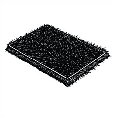 Coconut Fiber Doormat and black yellows color isolated on white background, home accessories for styling and hygiene