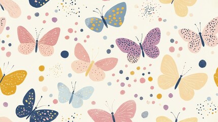 Colorful butterfly patterns art design textile background creative space aesthetic view nature-inspired decor