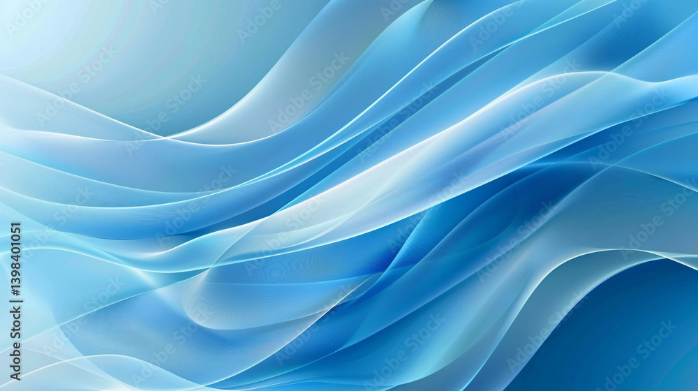 Poster a soft blue background with wavy curves, offering an elegant, artistic design ideal for display bann
