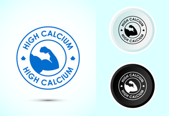 High calcium icon design illustration, High calcium label, logo, sign, symbol, Color black and white
