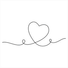 Fototapeta premium Continuous one line drawing of Love vector Heart shape illustration