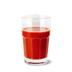glass of red tomato juice isolated on transparent background
