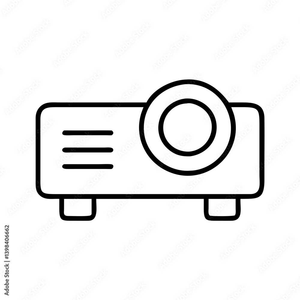 Poster projector outline icon vector illustration for presentation screen device equipment design element