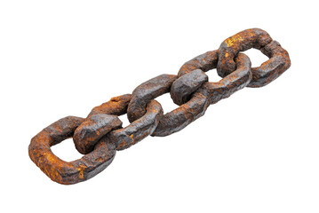 Obraz premium Rusty chain displaying industrial history in urban still life view. Isolated on transparent background, png.