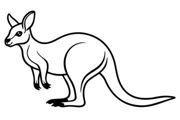 Minimalist Kangaroo Line Art Vector on White Background
