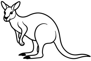 Minimalist Kangaroo Line Art Vector on White Background