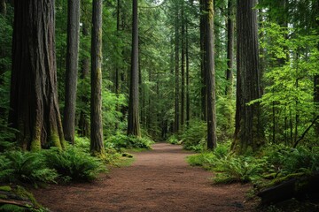 Majestic Old Growth Forest in Cathedral Grove, Vancouver Island: A Green Haven in Nature's Landscape