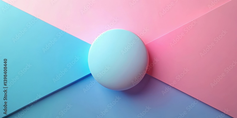 Poster pastel sphere on geometric background with gradient colors