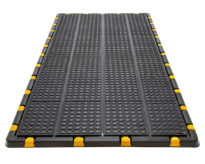 A durable rubber mat for safe footing on a transparent background