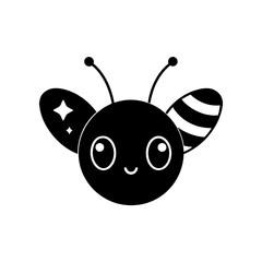 Fototapeta premium Sparkling Kawaii Bee Head Tiny Antennae Big Cute Insect Face