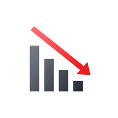 Downward Trend Graph Illustrating Financial Decline on Transparent Background