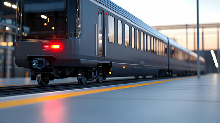 Obraz premium Modern Gray Train At Station Platform