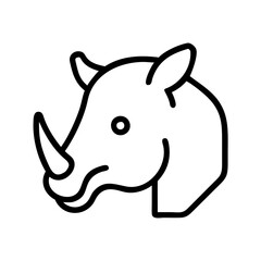 Rhino head outline vector drawing illustration for wildlife conservation and animal icon design projects