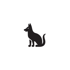 Fototapeta premium A solid black silhouette of a dog sitting, suitable for various applications.A solid black silhouette of a dog sitting, suitable for various applications.