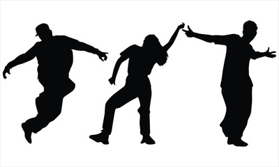 silhouettes of dancing people is isolated on a white background
