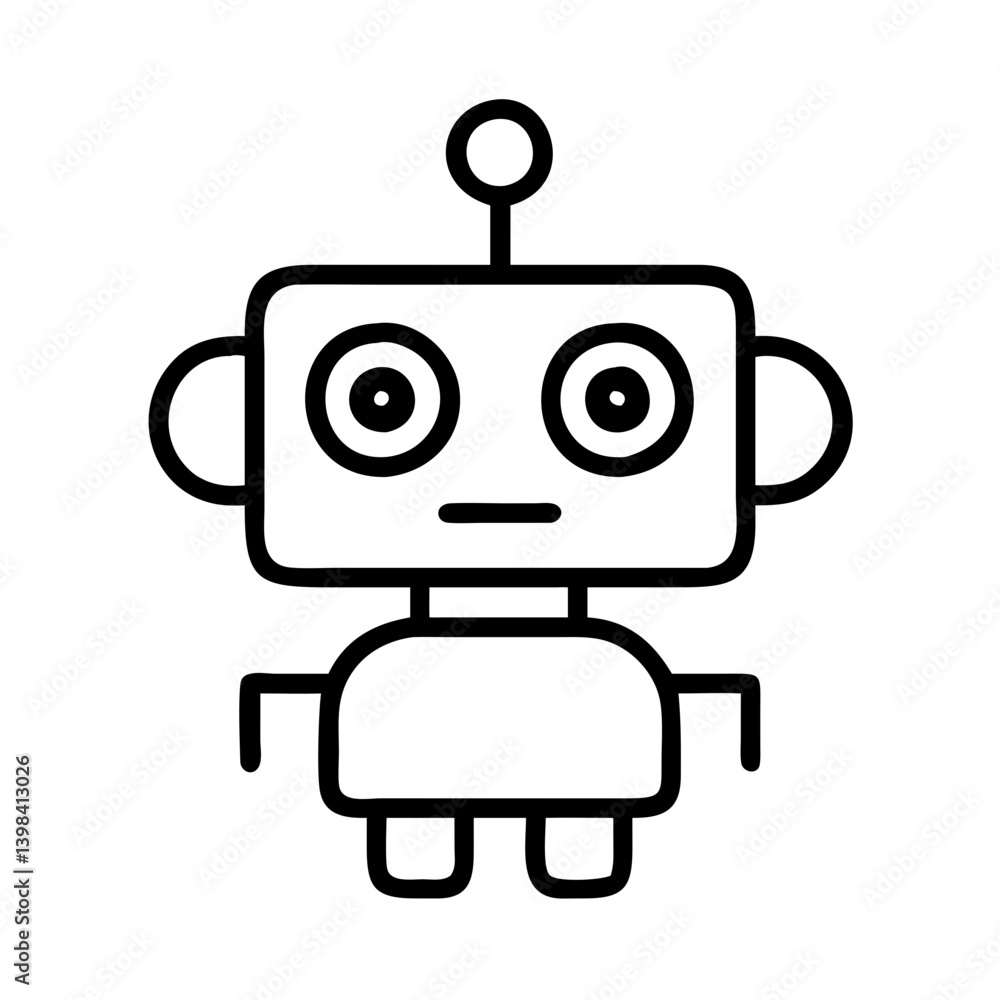 Aufkleber vector illustration of a cute robot drawing for robotics ai and technology concept design icon