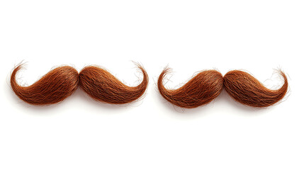 Two sets of auburn mustaches arranged symmetrically on a white background