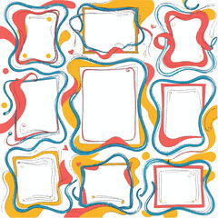 Fototapeta premium A vintage vector set of doodle frames offers a blank canvas for your picture and scrapbook designs