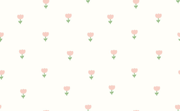 Pink tulip flower seamless vector pattern