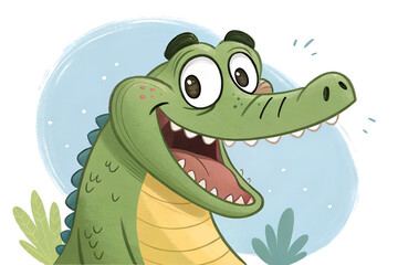 Obraz premium Cartoon crocodile smiling with open mouth