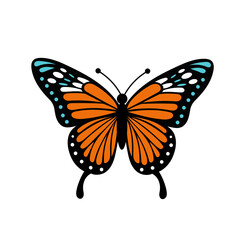 Monarch butterfly. Insect in trendy flat style. Vector illustration isolated on white background.