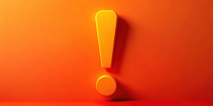 A vibrant orange exclamation point symbol stands out against a bold, saturated background, conveying a sense of urgency and importance