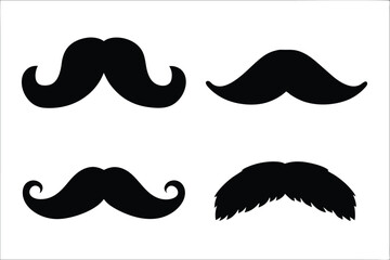 mustache silhouette vector set, moustache icon collection