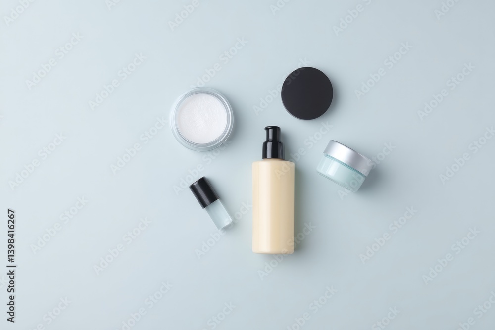 Aufkleber subtle arrangement of everyday cosmetics on plain surface showcasing minimalistic design with ample 