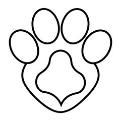 Simple Line Art Paw with Heart