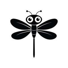 Black and white dragonfly head with large eyes.eps
