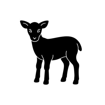 black lamb silhouette on white background clip art preview