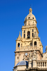 Naklejka premium The medieval steeple or bell tower of the Cathedral Church of Saint Mary, Murcia, Spain
