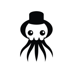 Black and white jellyfish head with top bell.eps
