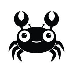 Black and white crab head with stalk eyes on white background.eps