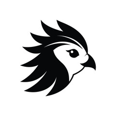 Black and white canary head with delicate feather.eps