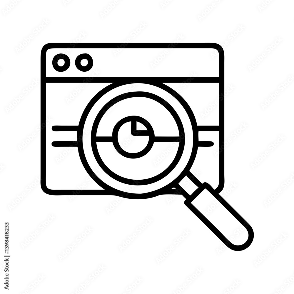 Poster website analytics and data analysis seo vector icon for search engine optimization and marketing