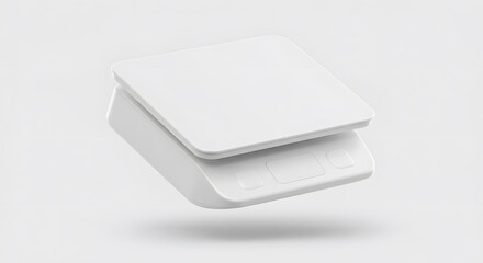 Modern Minimalist White Digital Kitchen Scale Design Mockup for Weight Measurement