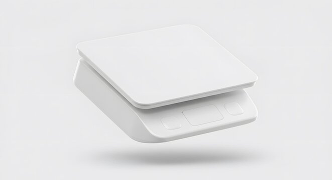 Modern Minimalist White Digital Kitchen Scale Design Mockup for Weight Measurement