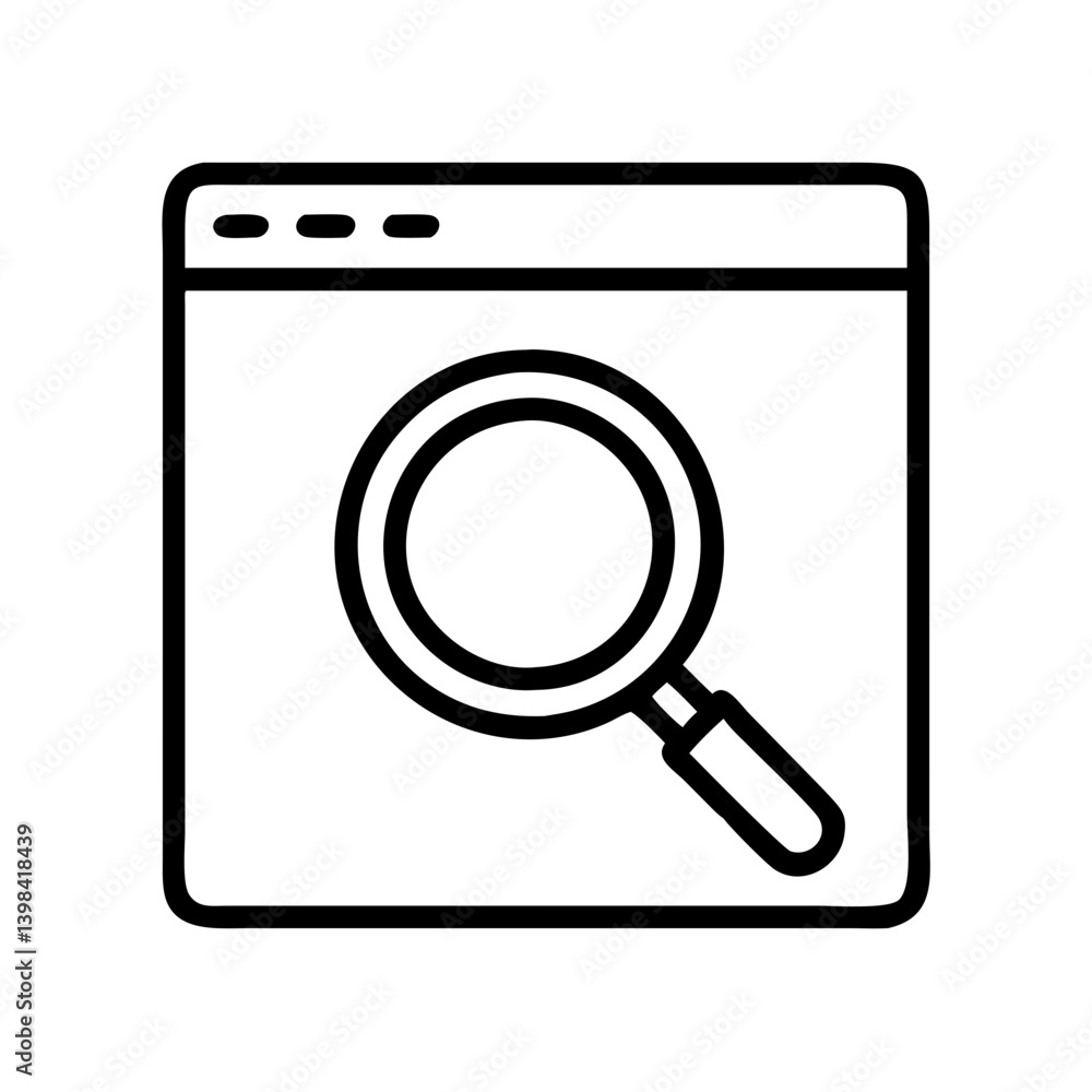 Poster search engine optimization concept with magnifying glass on website page for seo audit